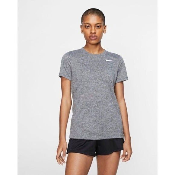 Nike Dri-Fit Light Gray Crew Neck Athletic Short Sleeve Top XS - Picture 1 of 5